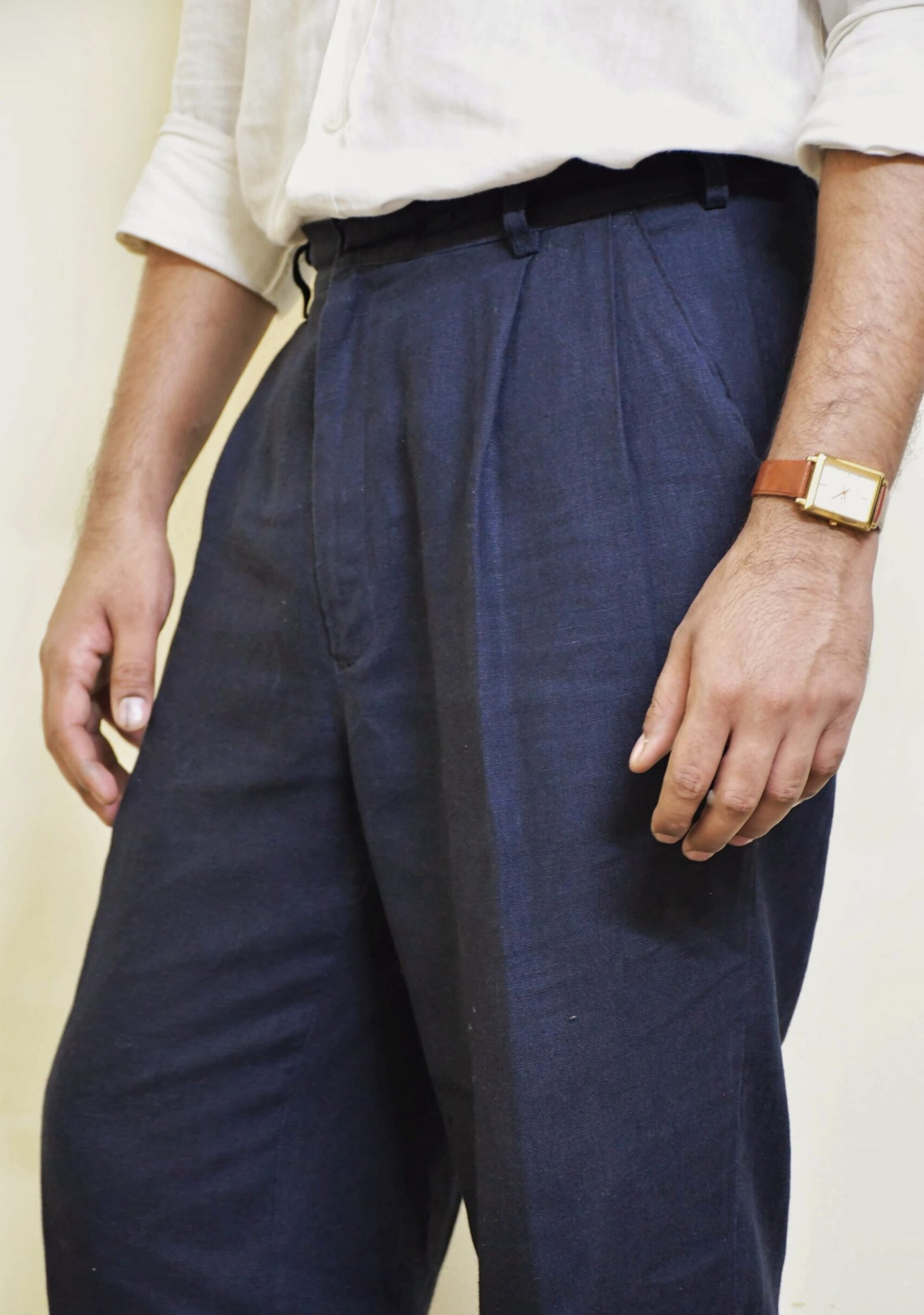Navy Blue Linen Trousers